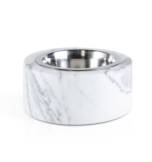 Fiammetta V Italian Marble Pet Bowl with Stainless Steel Insert