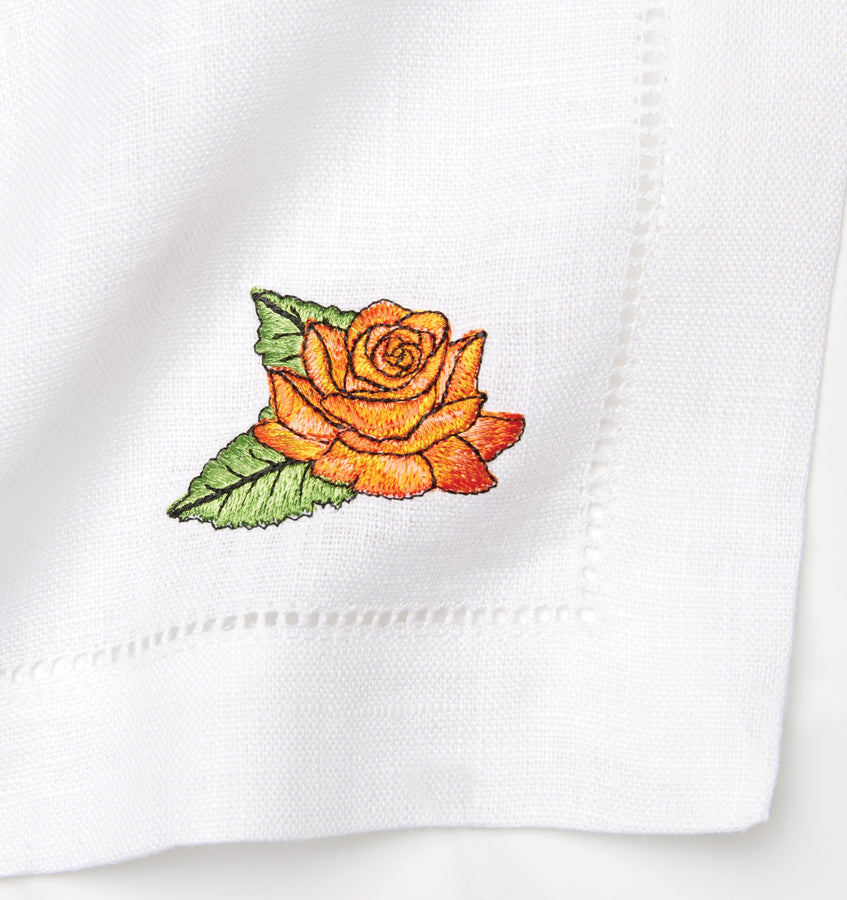 Sferra linen floral embroidered popular guest towels