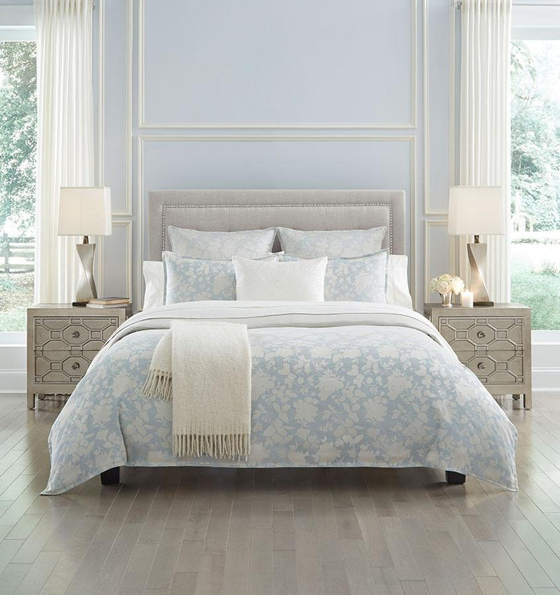 Nalia Duvet Cover - Blue Floral Sateen Duvet Cover | SFERRA